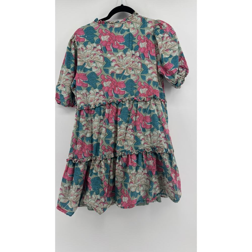 Allison New York Floral Tiered Mini Dress Size Small Puff Sleeves Cotton - Picture 6 of 7